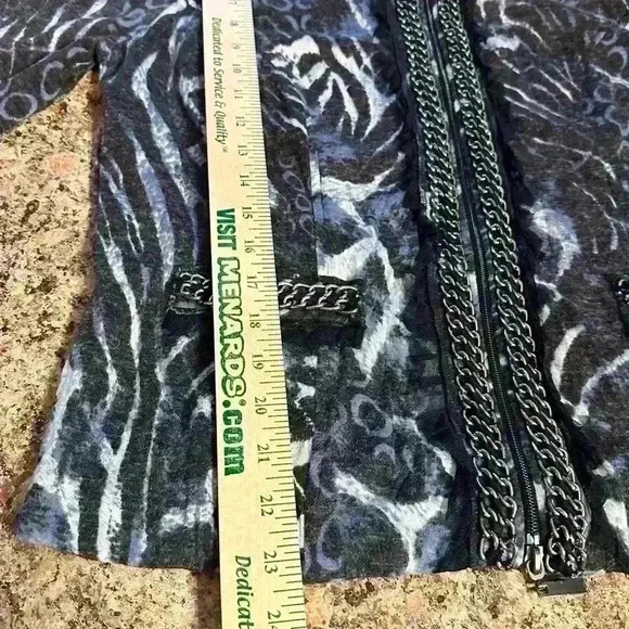 Alberto Makali Womens Zip Up Sweater With Lace Trim Size Medium Accent Chains - Picture 11 of 13